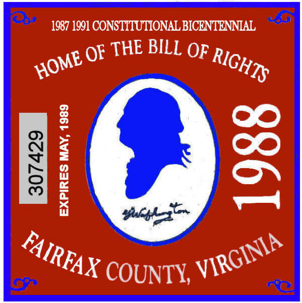 1988 ViA Fairfax centennial sticker 1988 ViA Fairfax centennial sticker